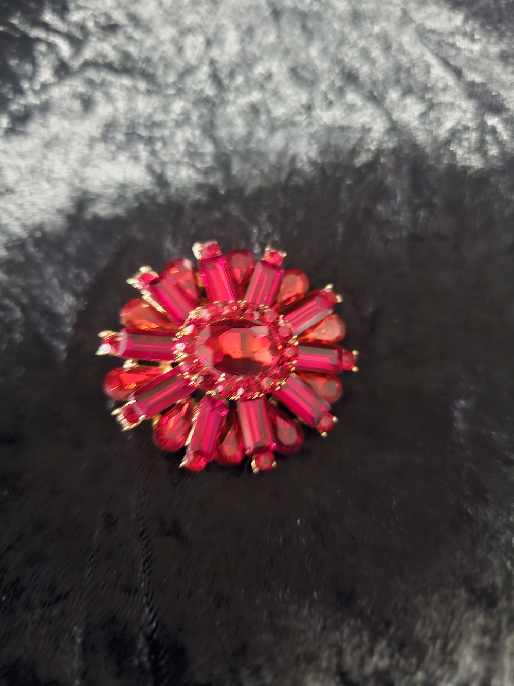 Red Crystal Floral Statement Brooch - Unbranded